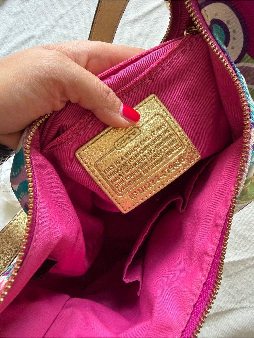 Coach Multicolor Logo Print Shoulder Bag in Pink, Purple, Blue, Green, Yellow - Picture 5 of 5